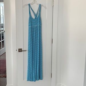 Green and white striped summer dress